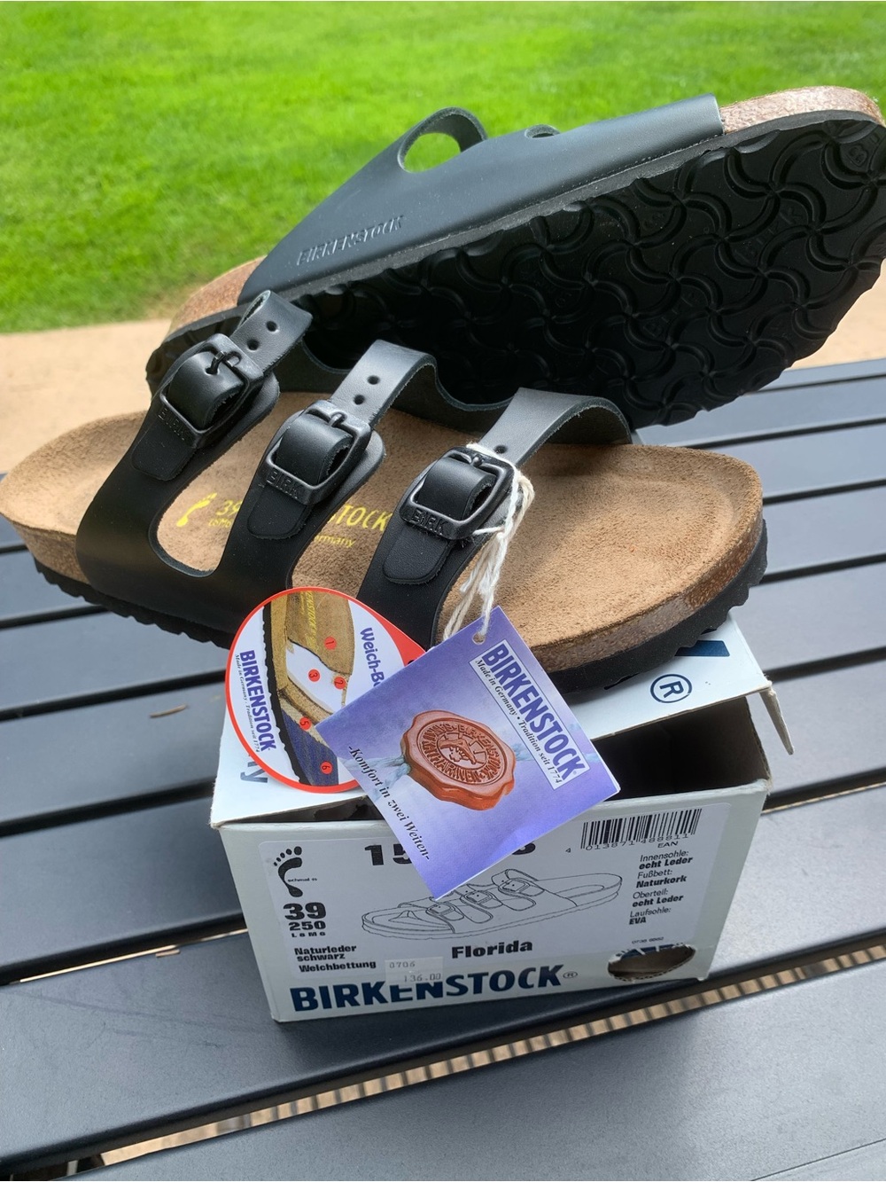 Birkenstock Black Three-Buckle Florida Sandal